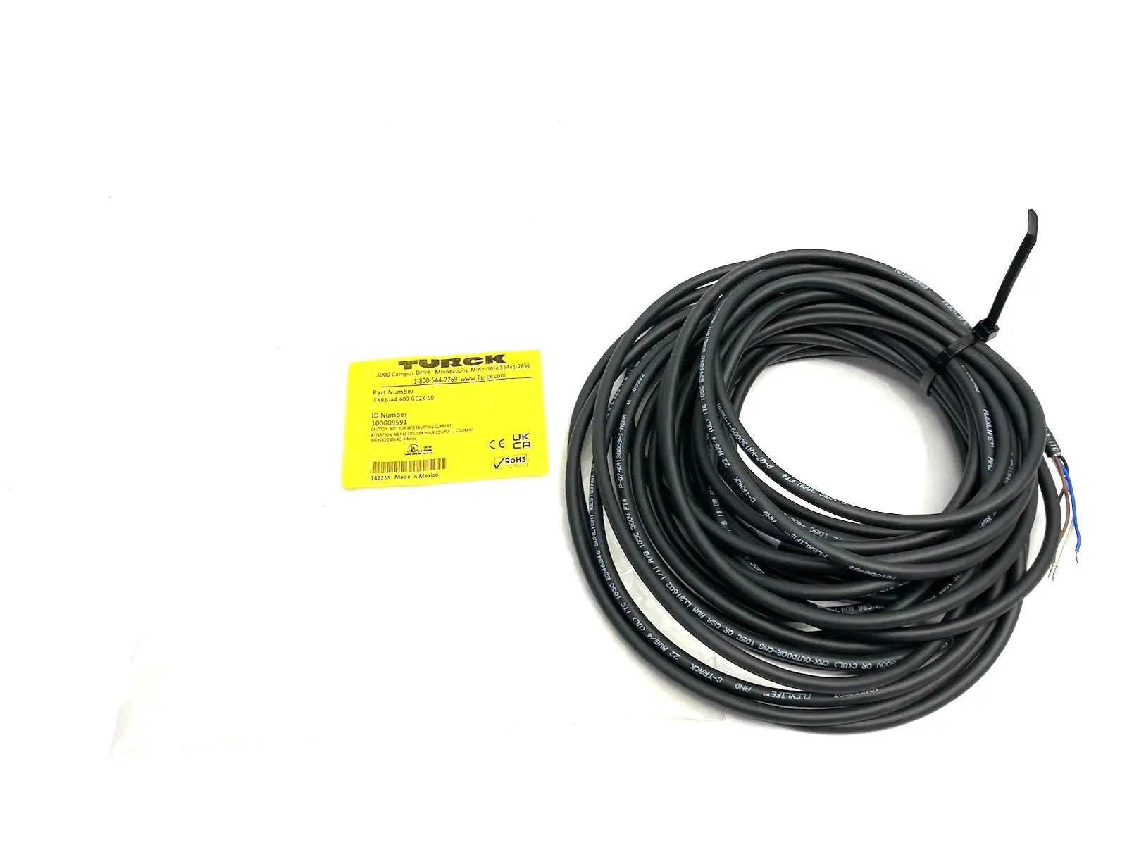 USED TURCK SINGLE ENDED BREAKOUT CORDSET M12 10M 100009561