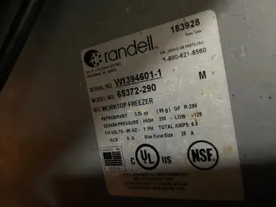 Used Randell Used Randell Self Contained Commercial Work Top Freezer 120V Worktop Freezers Illinois US | Falcon Restaurant Supply #1376350