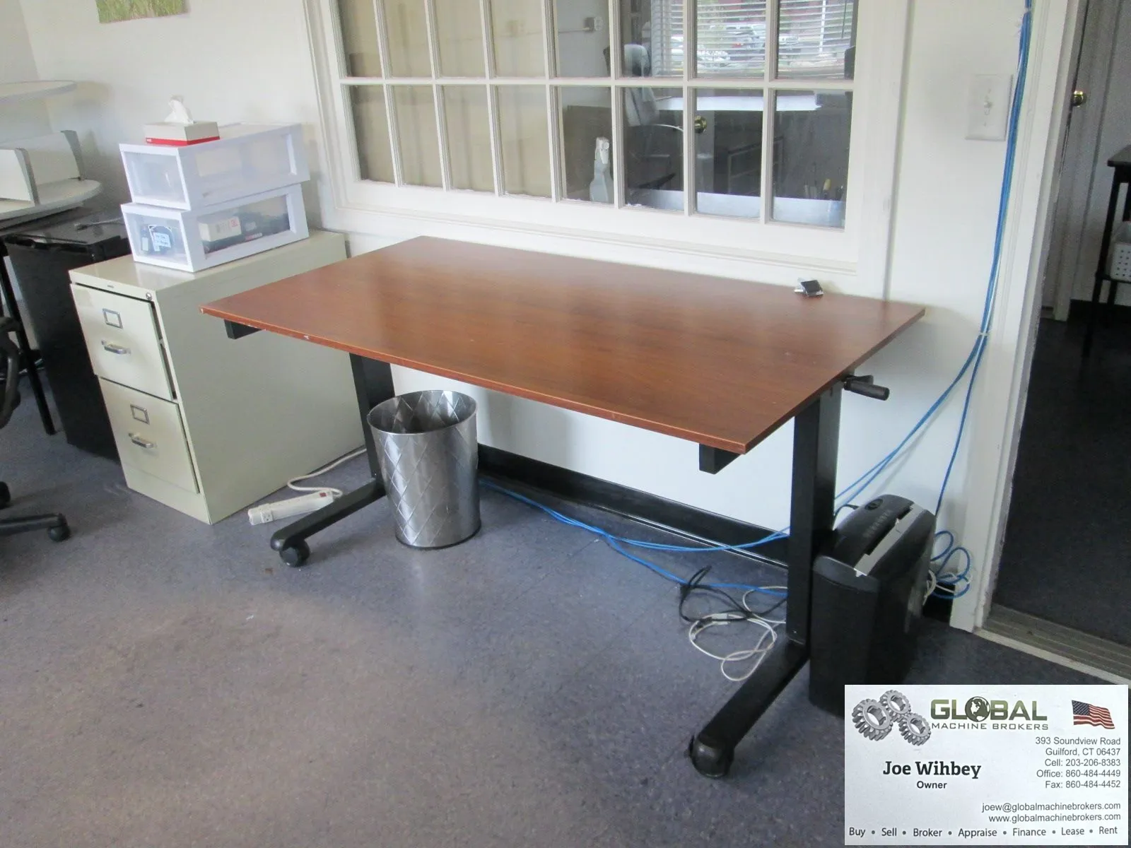 Adjustable Height Stand Up Desk 5ft x 30" Brown Wood Top