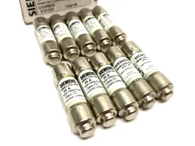 USED SIEMENS SENTRON CYLINDRICAL FUSE, SLOW-BLOW, 25A