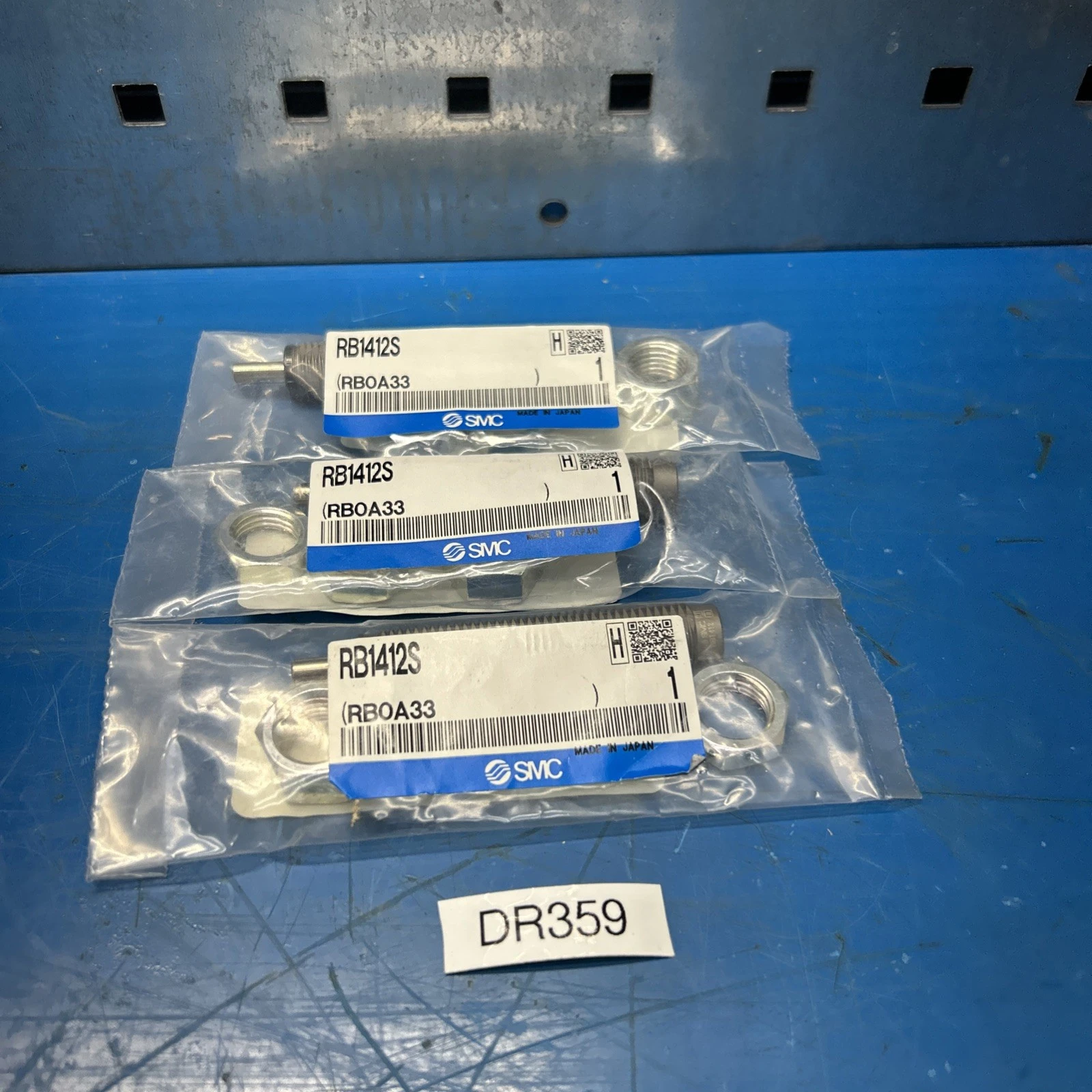 (3) NEW SMC RB1412S Pneumatic Guided Shock Absorbers New In Sealed Bag