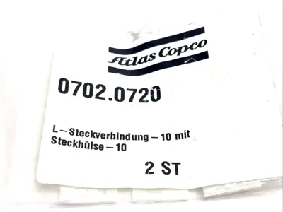 0702.0720, 702.0720 | Atlas Copco 0702.0720 Elbow Fitting 10 MIT, 10mm Push Connect 702.0720 LOT OF 2 - New Other