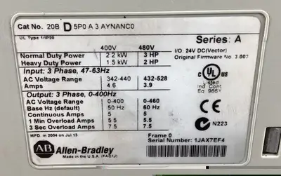 USED Allen-Bradley 20BD5P0A3AYNANC0