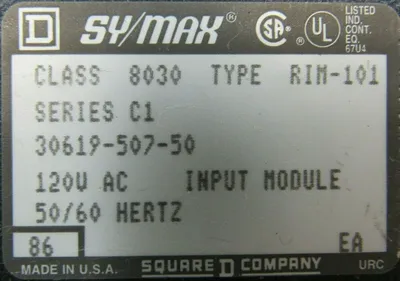 USED SQUARE D 8030-RIM-101 INPUT MODULE 8030RIM101 SERIES C1 30619-507-50