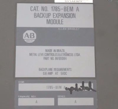 ALLEN BRADLEY 1785-BEM BACKUP EXPANSION MODULE SER. A, F/W REV. A, 1785BEM