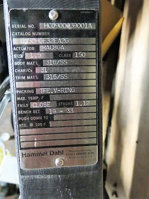 Hammel Dahl / Koso America 1.5"-150 Steam Valve , Unused Condition
