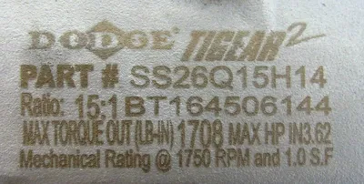 NEW DODGE SS26Q15H14 STAINLESS STEEL TIGEAR-2 REDUCER 15:1