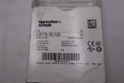 NEW OPEN BOX Sprecher & Schuh CA7-9-10 Contactor SERIES A STK K3263CC