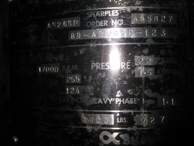 Sharples AS-26SP sanitary Super centrifuge, 316SS.