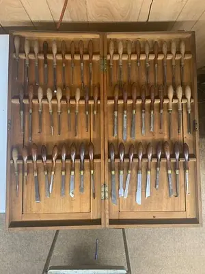 5982-385 Antique Holtzapffel & Co Ornamental Lathe 54 Turning Tools Chisel Set, London