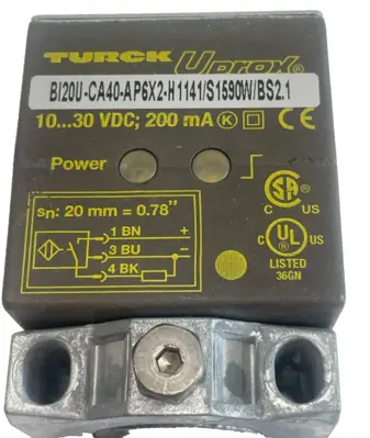 NEW TURCK BI20U-CA40-AP6X2-H1141/S1590 W/BS2.1 SENSOR BI20UCA40AP6X2H1141S1590WB