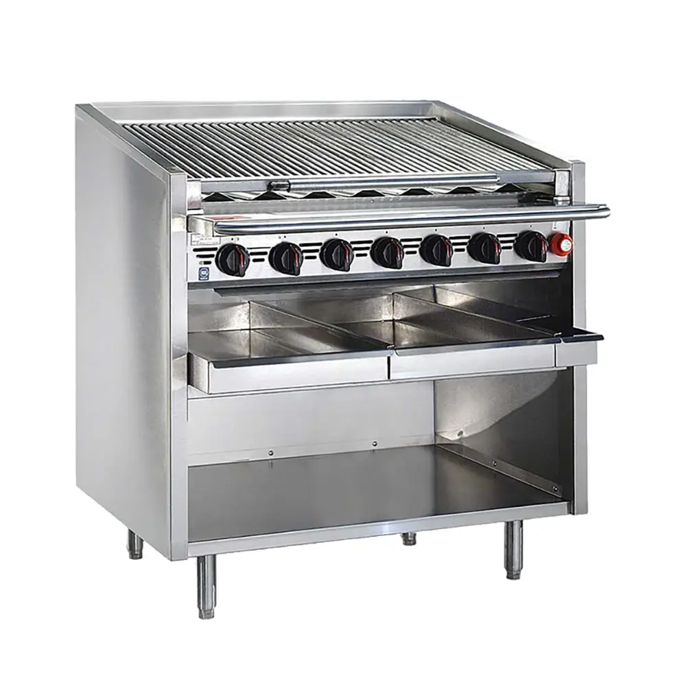 Bakers Pride F-60RS 60" Floor Model Gas Charbroiler W/ Stainless Steel Radiants - (13) Burners, Liquid Propane