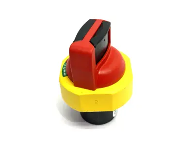 USED ALLEN-BRADLEY SER. A ROTARY DISCONNECT SWITCH HANDLE RED/YELLOW