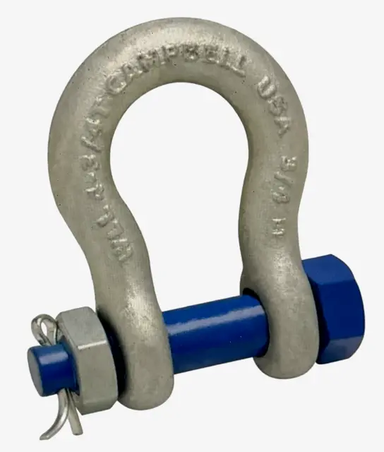 Campbell 1-1/8" Anchor Shackle, Bolt Type, Forged Carbon Steel, Galvanized