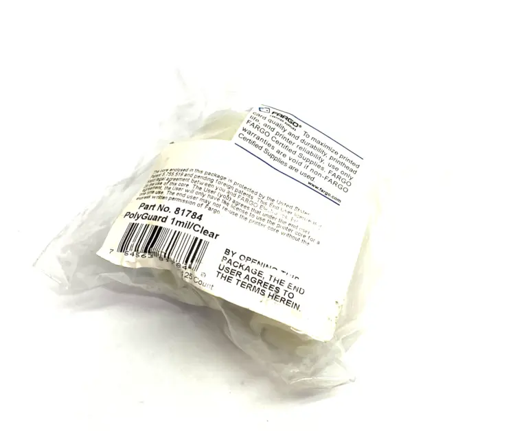 New | in-Stock Fargo PolyGuard 1.0 Overlaminate- Clear 125 COUNT Blank Label Michigan US | Maverick Industrial Sales #1496114