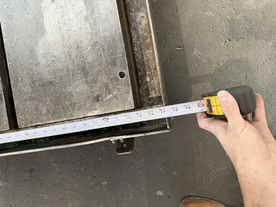 42" WIDE X 72" LONG X 6" THICK T-SLOTTED BOLSTER PLATE. STOCK # 1006324