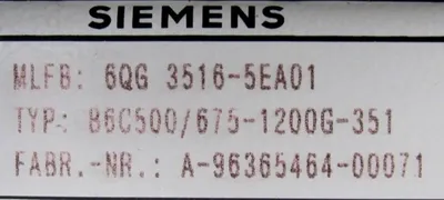 NEW SIEMENS 6QG-3516-5EA01 THYRISTOR 6QG35165EA01 A-96365464-00071