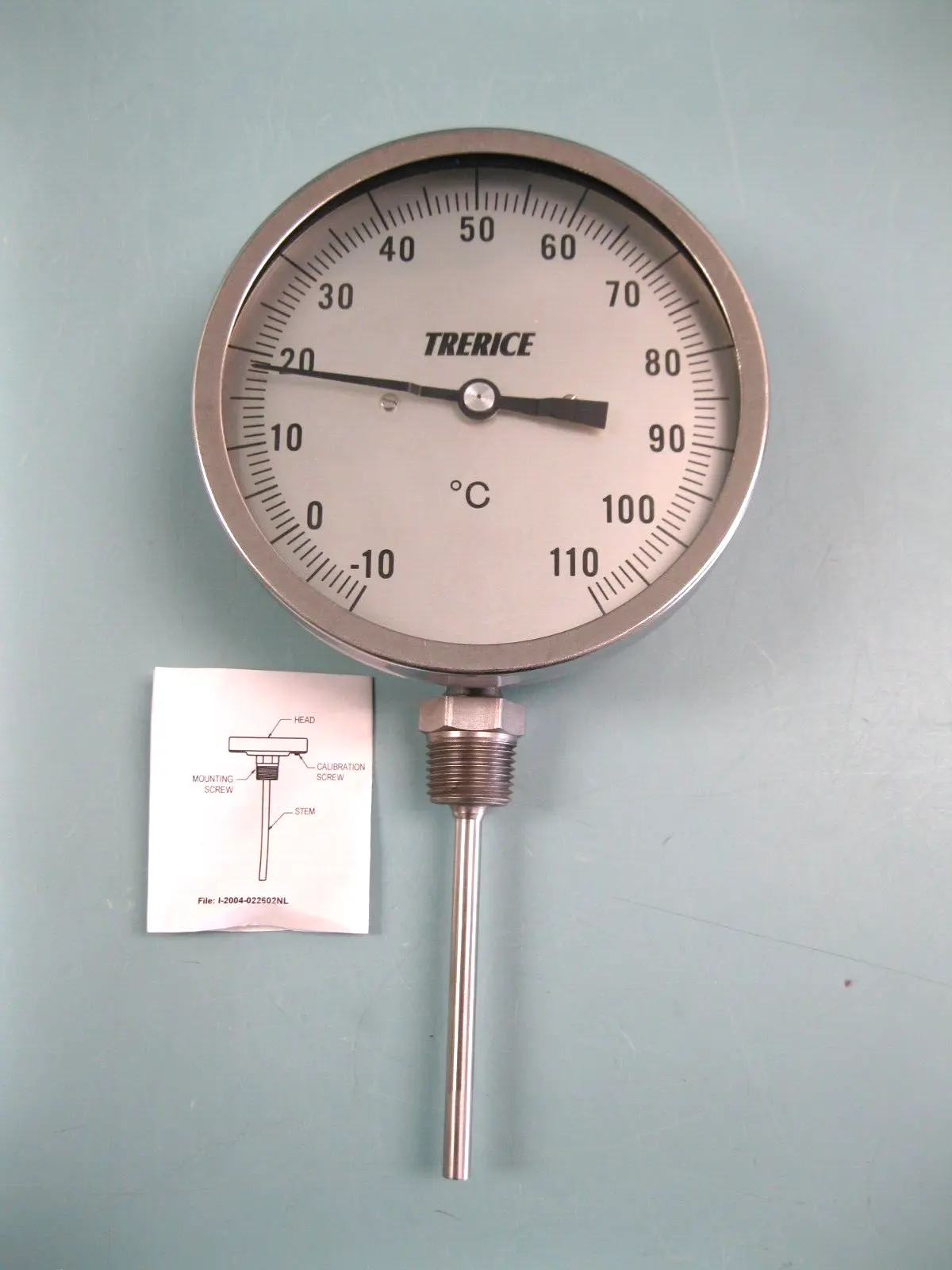 NEW Trerice 1/2" NPT -10 to 110 C° Thermometer 5" Dial 4" Stem E2