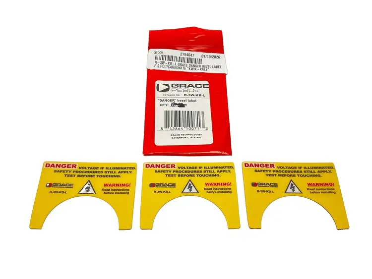 New | in-Stock Grace Technologies Danger Bezel Label LOT OF 3 Safety Products (Other) Michigan US | Maverick Industrial Sales #1391245