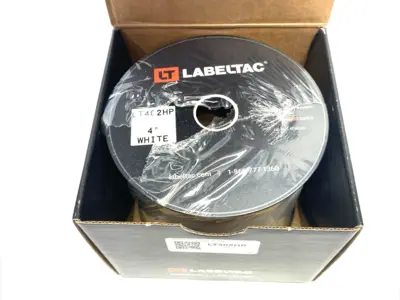 USED LABELTAC PRO MODEL HIGH PERF. 10 YEAR VINYL LABEL WHITE, 4" X 150'/ROLL
