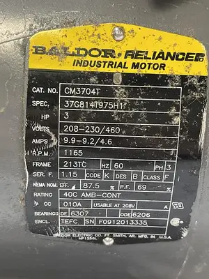 Used BALDOR BALDOR CM3704T HP3 PH3 Misc Electrical & Power Parts | ND Industrial Surplus #1215528