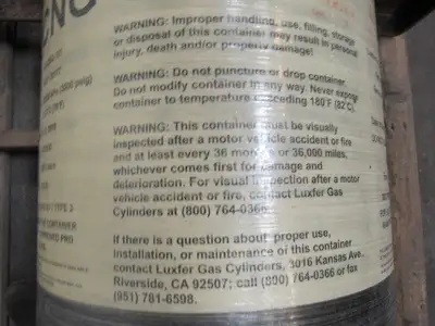 LUXFER A2085D-101 200 Liter Natural Gas Vehicle Storage Tank 15US Gal.