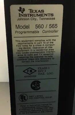 TEXAS INSTRUMENTS 8 SLOT PLC RACK CHASSIS 560 / 565. 3E
