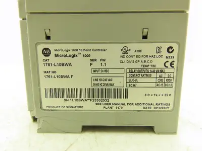 Allen Bradley 1761-L10BWA MicroLogix 1000 Programmable Controller Ser F FW 1.1