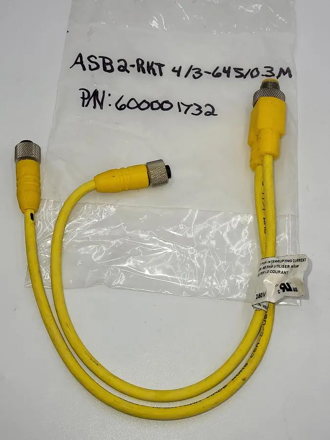 Used LUMBERG AUTOMATION LUMBERG AUTOMATION ASB 2-RKT 4-3-645/0.3M CORDSET, SPLITTER, M12 MALE TO 2 X M12 FEMALE Cable & Wire | ND Industrial Surplus #1211432