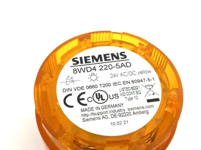 USED SIEMENS CONTINUOUS 50MM STEADY STACKLIGHT ELEMENT YELLOW