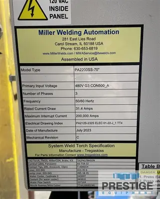 USED 2023 MILLER PERFORMARC PA2200SS-70"