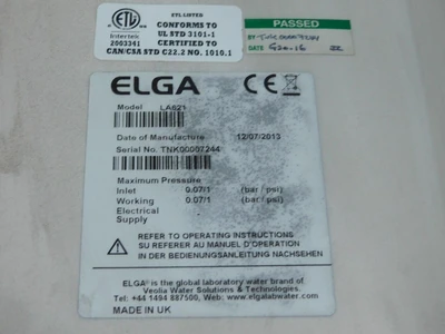 Used ELGA _UNKNOWN_ Miscellaneous Laboratory Equipment | OCO Industrial #1641231