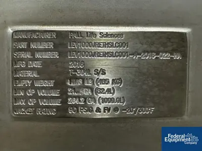 USED Pall 1,000 Liter Pall Lev Mixer