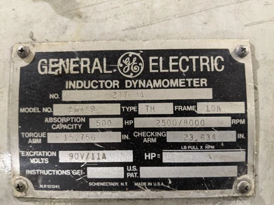 GE 500 hp Dynamometer, Installed Unit