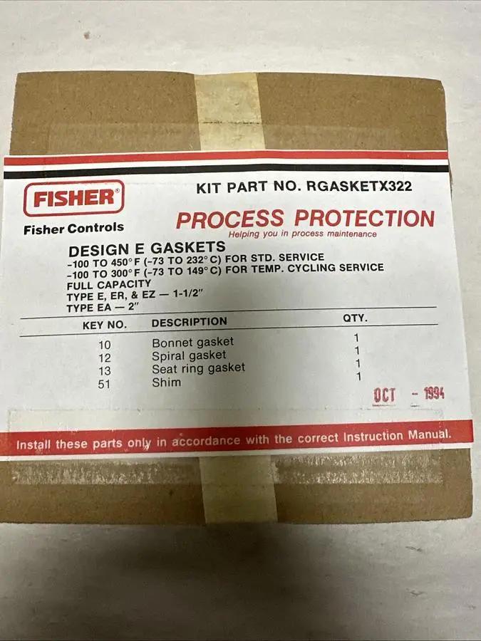 Used FISHER RGASKETX322 Pump & Valve Parts Ohio US | Surplus Asset Holdings #1240430
