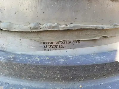 18" SCH 10s 180 deg Elbow Pipe Type A Stub End 316L