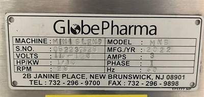 Used GLOBEPHARMA _UNKNOWN_ Double Cone - V Mixers Connecticut US | DMC Industries #1281937