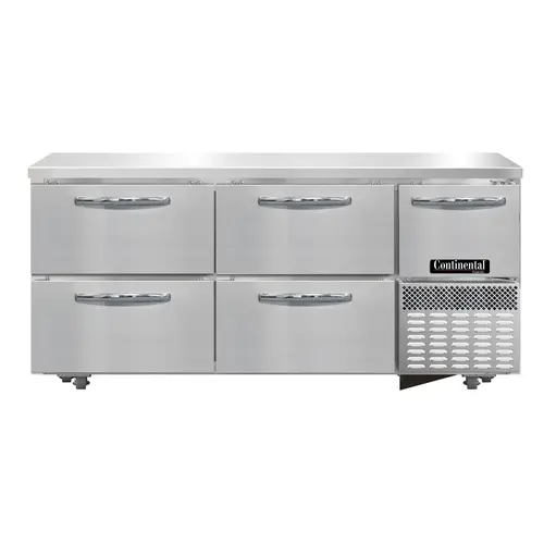 Continental FA68N-U-D 68" W Undercounter Freezer W/ (3) Sections, (1) Door, (4) Drawers, 115v