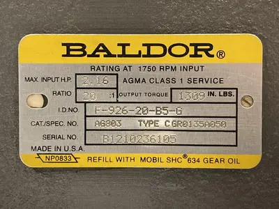 USED BALDOR F-926-20-B5-G