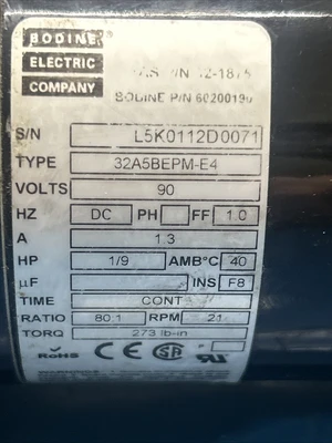 USED BODINE ELECTRIC 32A5BEPM-E4