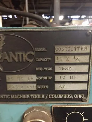 Used 1980 ATLANTIC 10' X 1/4" Power Squaring Shears (Inch) Michigan US | Harbor Machinery Inc. #1283444