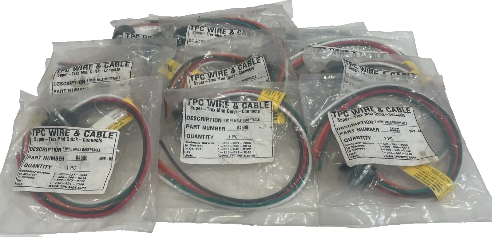 NEW TPC WIRE & CABLE 84500 5 WIRE MALE RECEPTACLE LOT OF 13