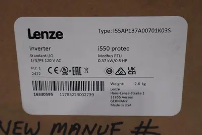 LENZE I55AP137A00701K03S INVERTER DRIVE I550 PROTEC SERIES - STOCK GF41