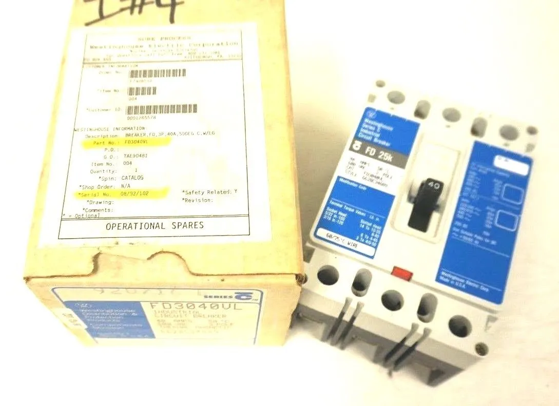 NEW WESTINGHOUSE FD3040VL SER. C CIRCUIT BREAKER