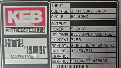 Keb Combivert 11.F0.R11 (93150457/079008) Drive (BIN554)