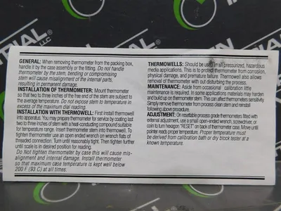 WIKA 0-200°F Bi-Metallic Dial Thermometer 15" Stem