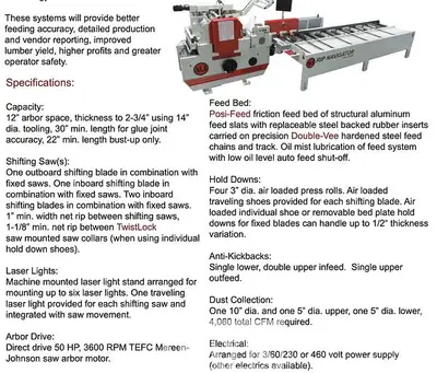 USED MEREEN JOHNSON MODEL 312 DC SHIFTING BLADE RIP SAW