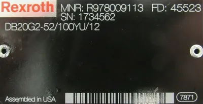 NEW REXROTH R978009113 PRESSURE RELIEF VALVE DB20G2-52/100YU/12