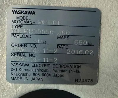Used 2016 YASKAWA MOTOMAN YASKAWA MOTOMAN MH50II Robots Michigan US | RAB Industries, Inc. #1573192
