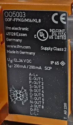 IFM OO5003 00F-FPKG /M16/KL8 Fiber Optic Amplifier Sensor loc5D15